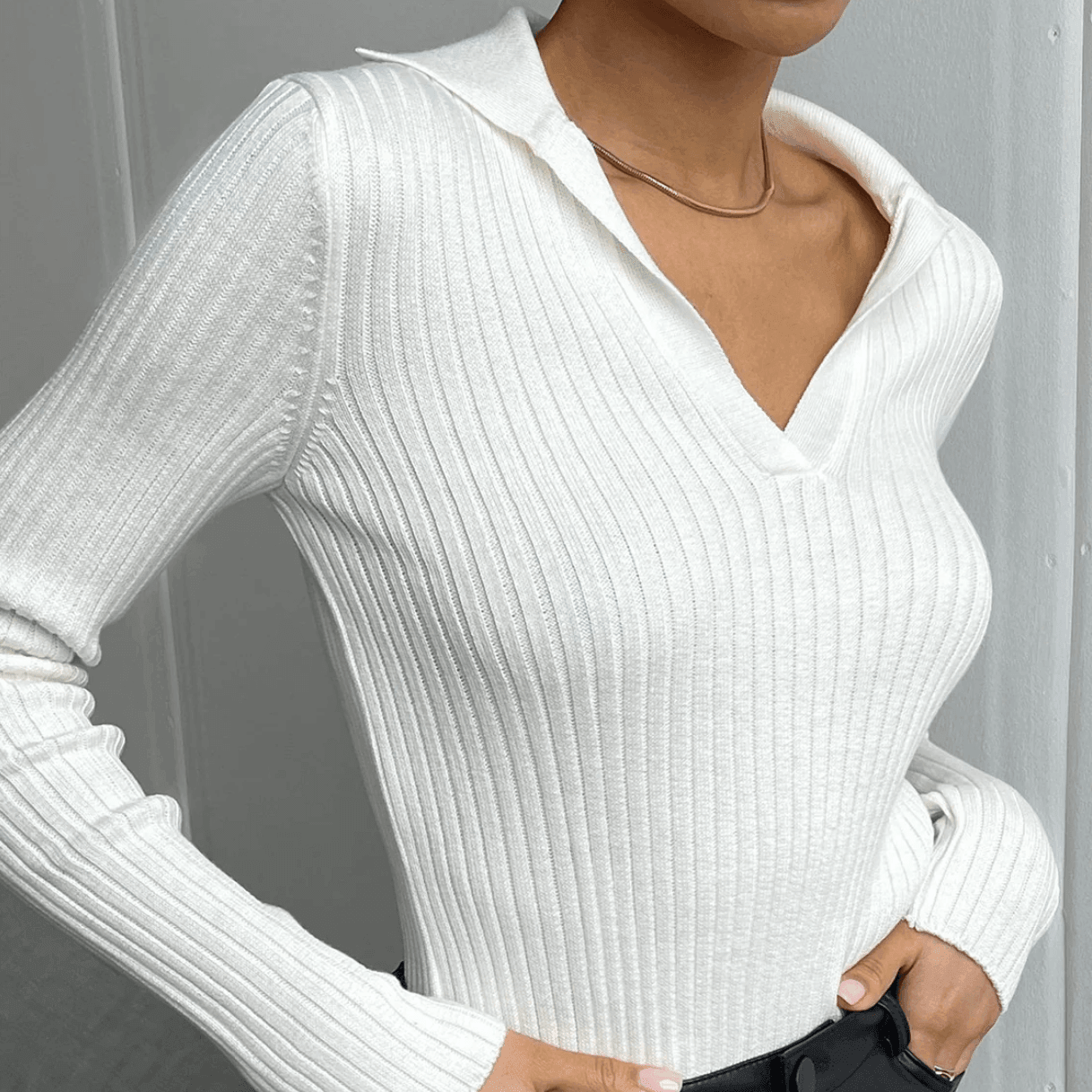 Myfanwy Long Sleeve Knitted Top - White / One Size - Be My Shine