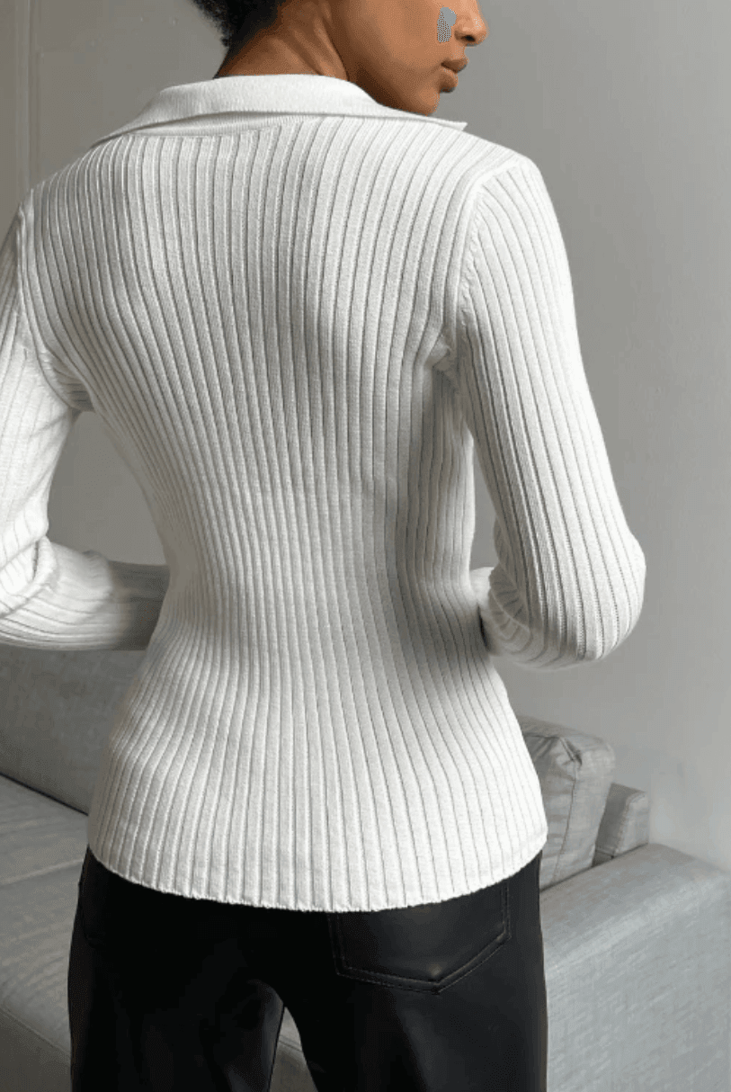 Myfanwy Long Sleeve Knitted Top - White / One Size - Be My Shine