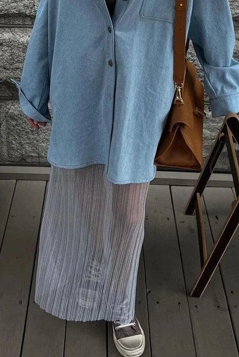 Nasira See Through Maxi Skirt - Light Blue / S - Be My Shine