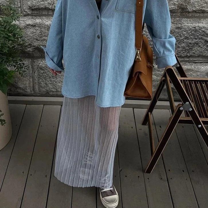 Nasira See Through Maxi Skirt - Light Blue / S - Be My Shine