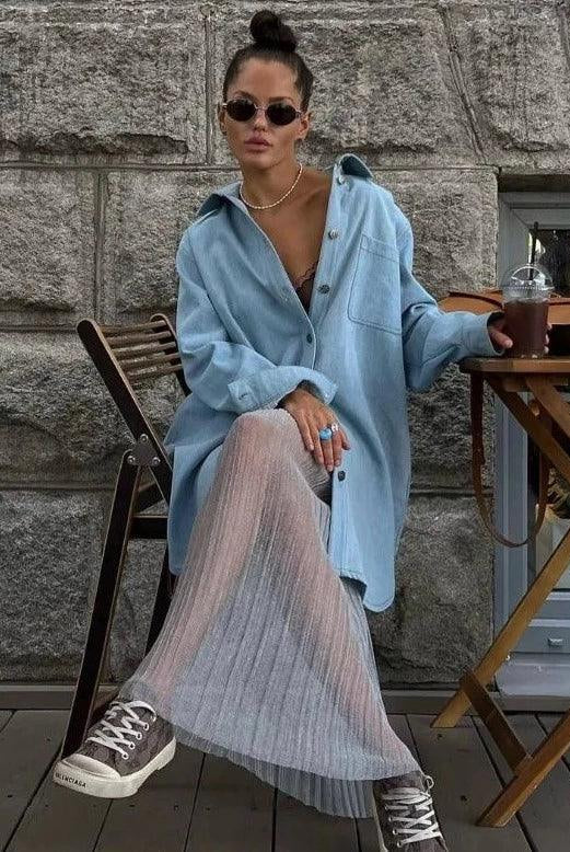 Nasira See Through Maxi Skirt - Light Blue / S - Be My Shine