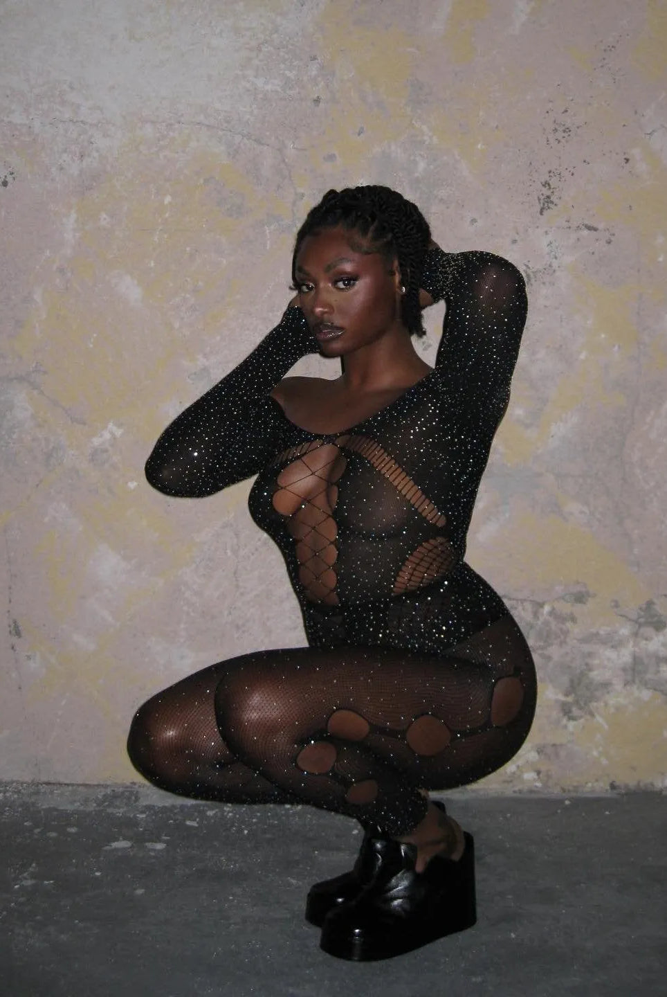 Moonbeam Rhinestone Embellished Two-Way Bodysuit - black / xs - Be My Shine