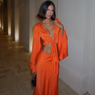 Nolwenn Satin Two Piece Set - Orange / S - Be My Shine