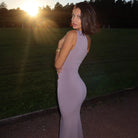 Odessa Asymmetric Cut Out Maxi Dress - Purple / S - Be My Shine