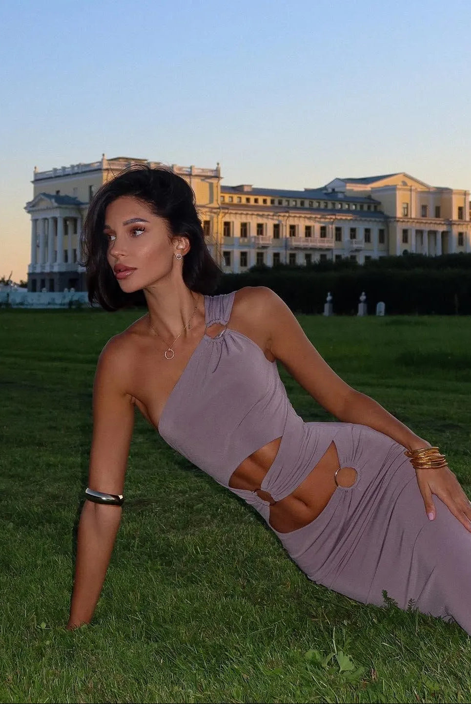 Odessa Asymmetric Cut Out Maxi Dress - Purple / S - Be My Shine