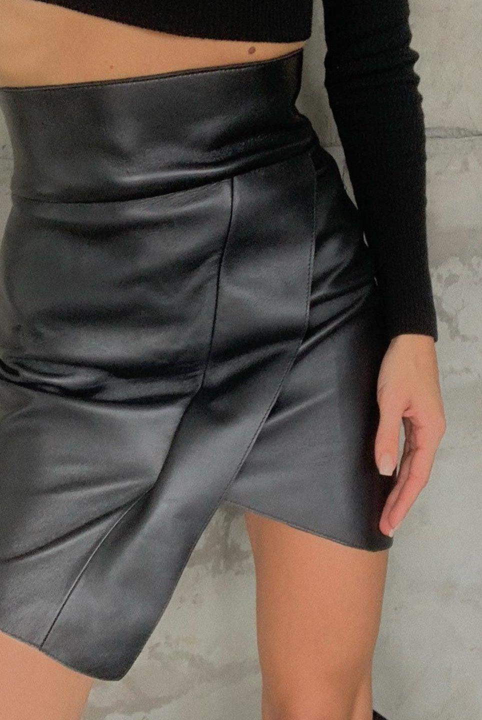 Olalla Asymmetrical Leather Mini Skirt - Black / S - Be My Shine