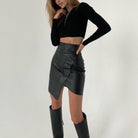 Olalla Asymmetrical Leather Mini Skirt - Black / S - Be My Shine