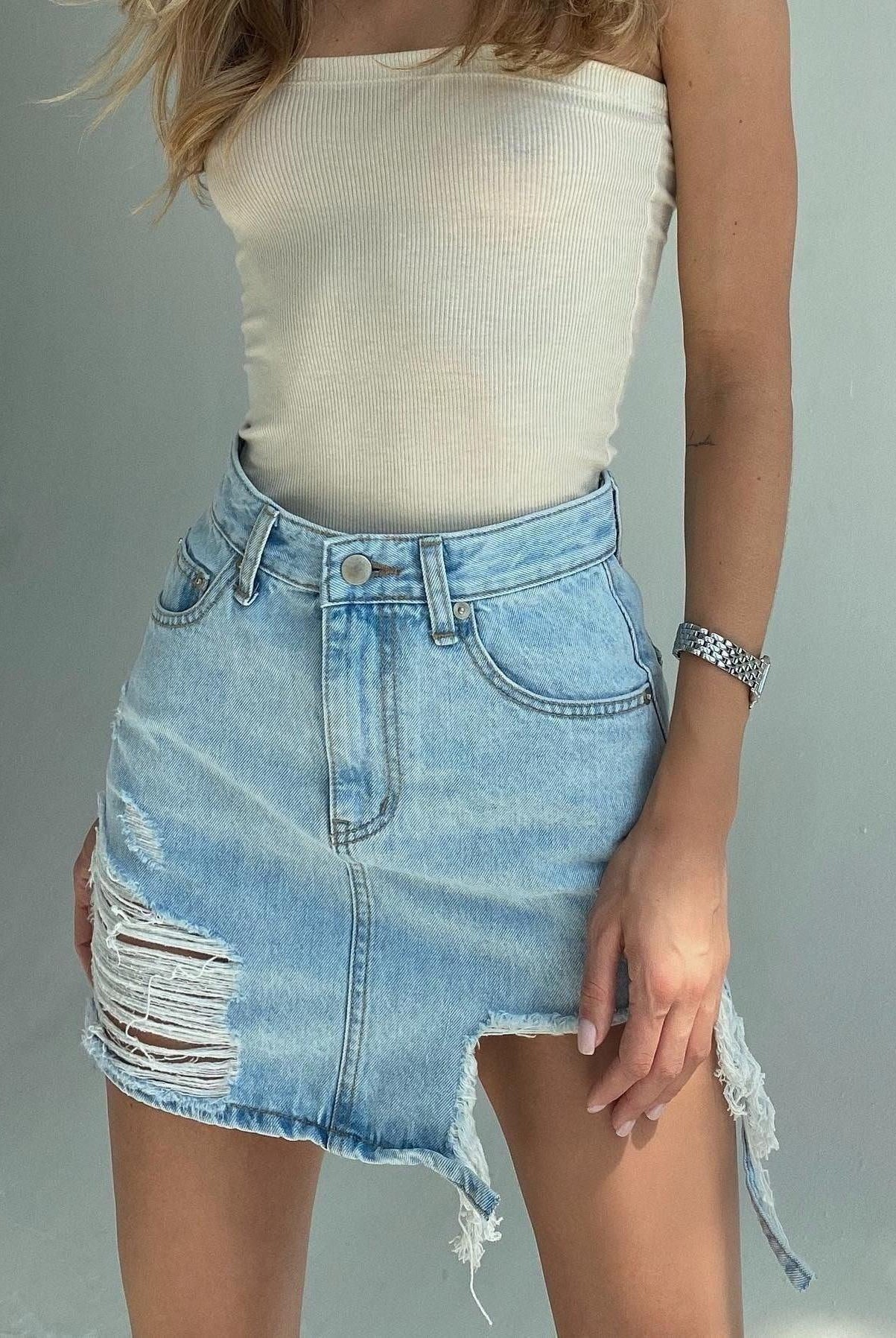 Paloma High Waist Denim Skirt - Blue / S - Be My Shine