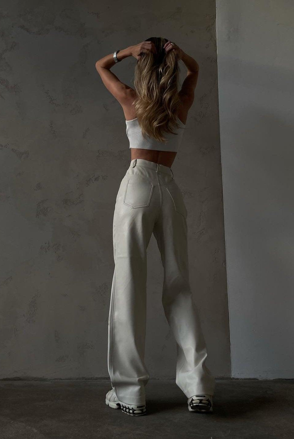 Parvati High Waist White Leather Pants - White / S - Be My Shine
