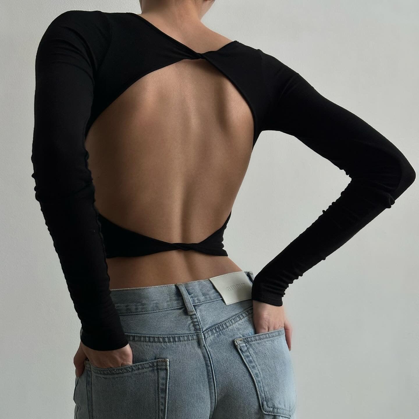 Penelope Open Back Crop Top - Black / S - Be My Shine
