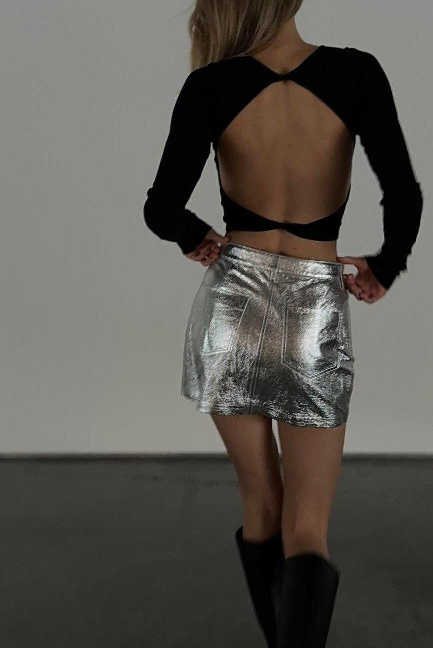Penelope Open Back Crop Top - Black / S - Be My Shine