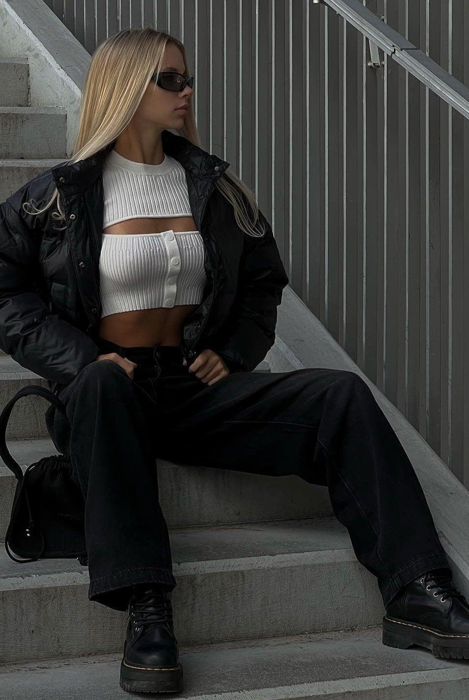 Primrose Front Slit Long Sleeve Crop Top - White / XS - Be My Shine