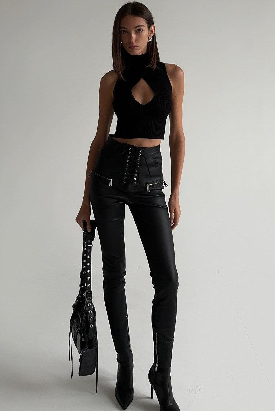 Rafaela High Waist Leather Pants - Black / M - Be My Shine