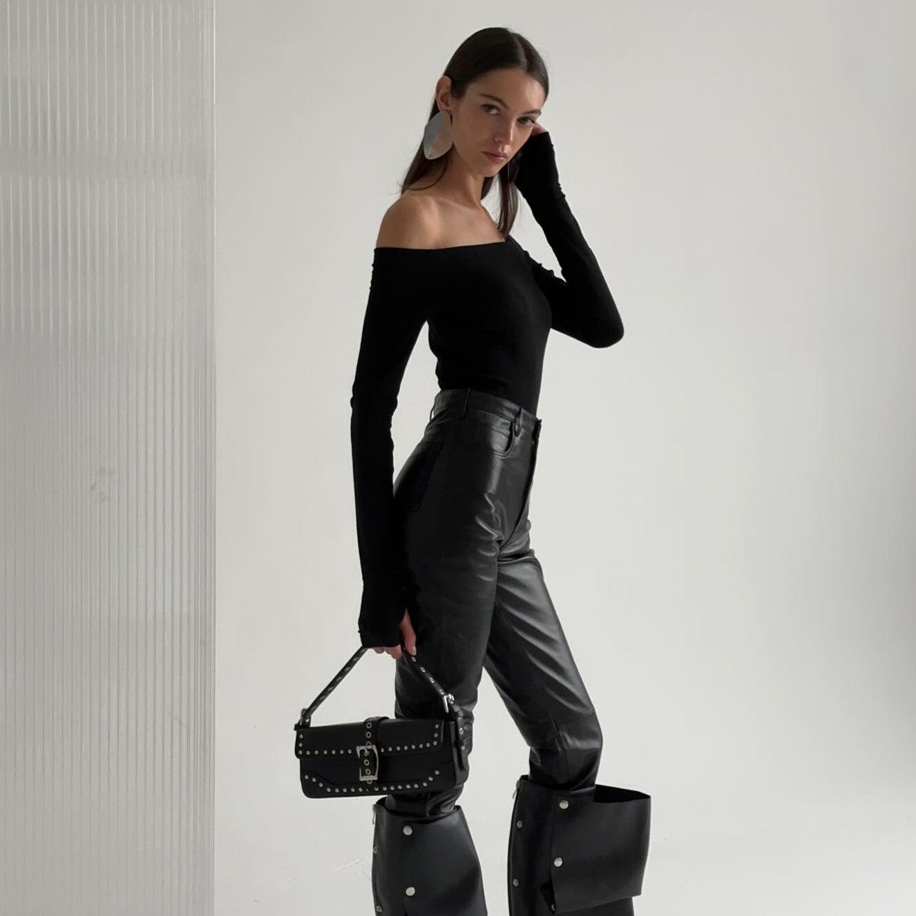 Rasha Long Sleeve Slash Neck Top - Black / S - Be My Shine