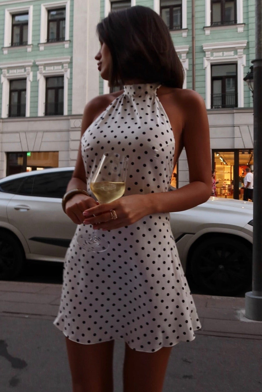 Scarlet Polka Dot Halter Mini Dress Be My Shine