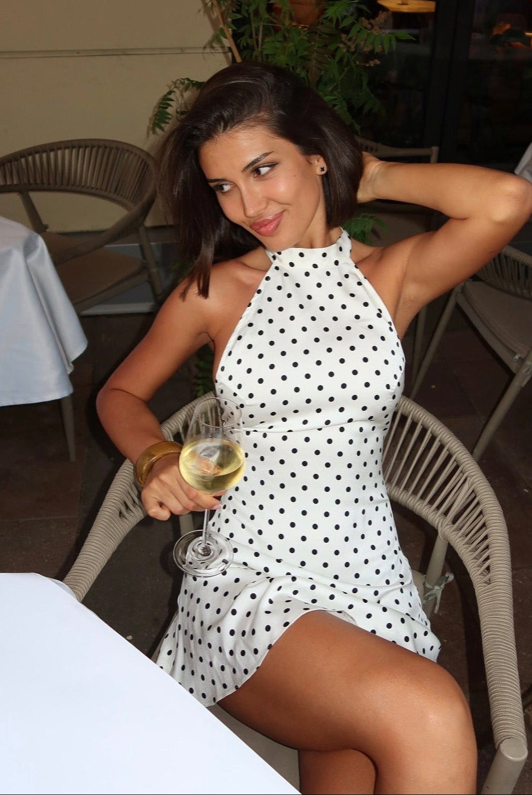 Scarlet Polka Dot Halter Mini Dress Be My Shine