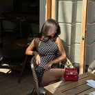 Scarlet Polka Dot Halter Mini Dress Be My Shine
