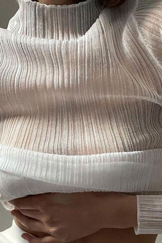 Selena Sheer Mesh Mock Neck Frill Hem Top - White / S - Be My Shine