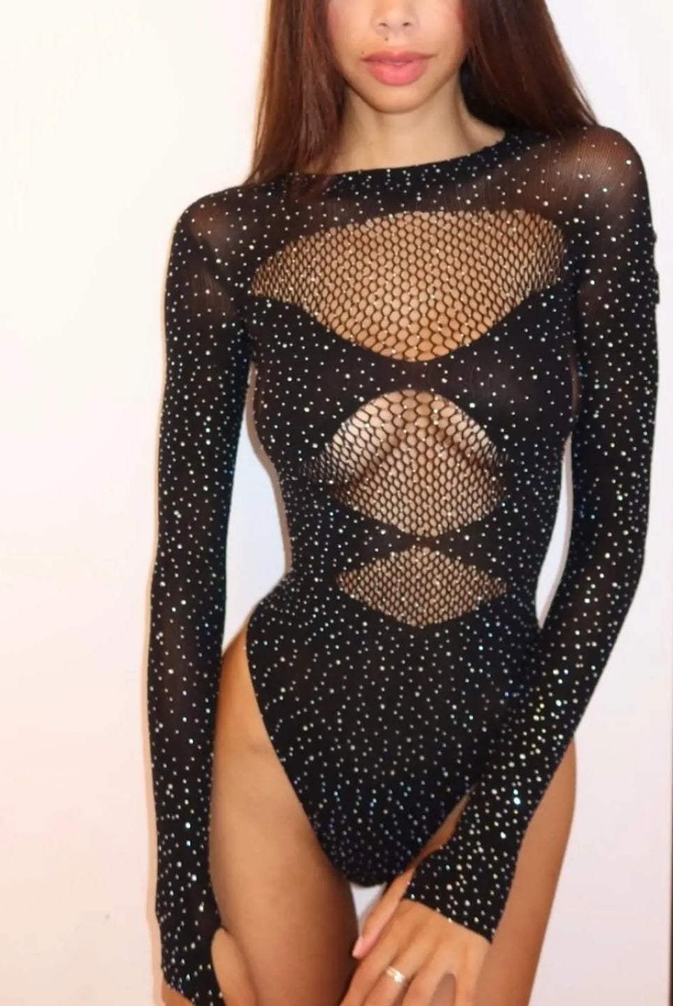 Supernova Rhinestone Embellished Bodysuit - black / xs - Be My Shine