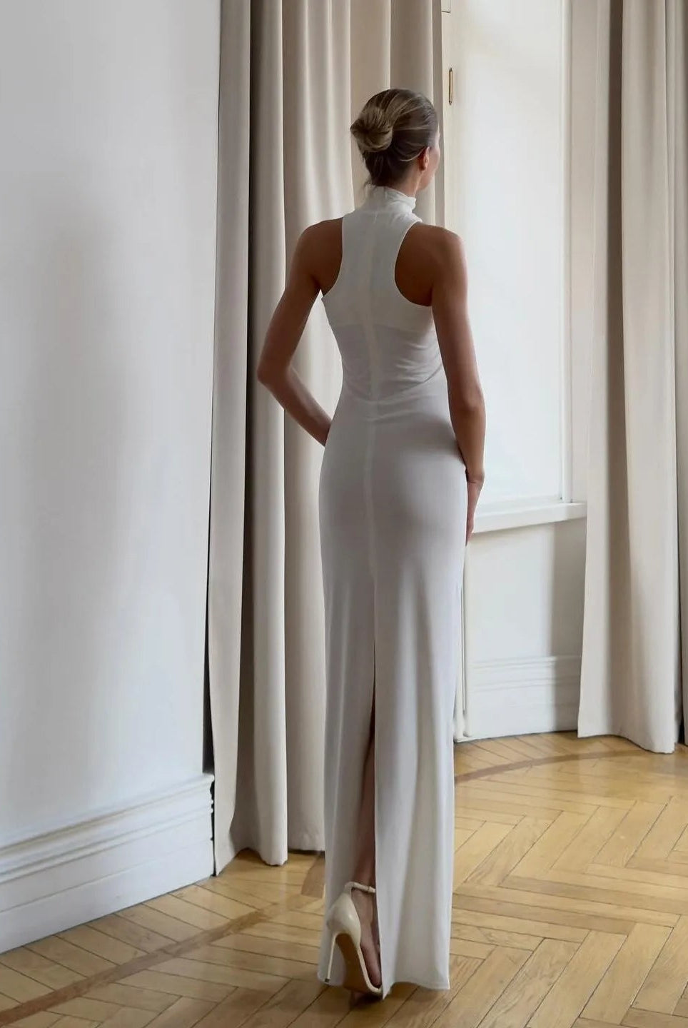 Sonata Gold Ring Halter Neck Maxi Dress Be My Shine