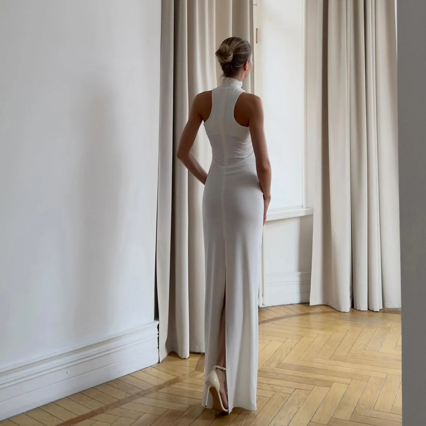 Sonata Gold Ring Halter Neck Maxi Dress Be My Shine