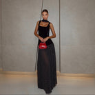 Starlit Dotfall Maxi Dress With Scarf Detail Be My Shine