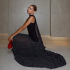 Starlit Dotfall Maxi Dress With Scarf Detail Be My Shine
