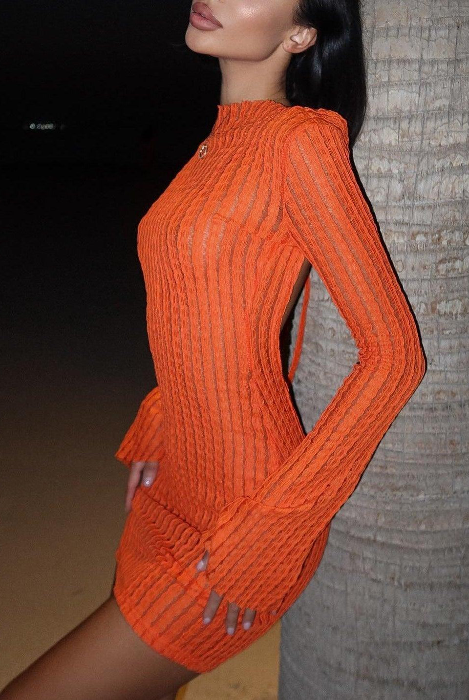Tamara Knitted Mini Dress - Orange / S - Be My Shine