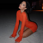 Tamara Knitted Mini Dress - Orange / S - Be My Shine