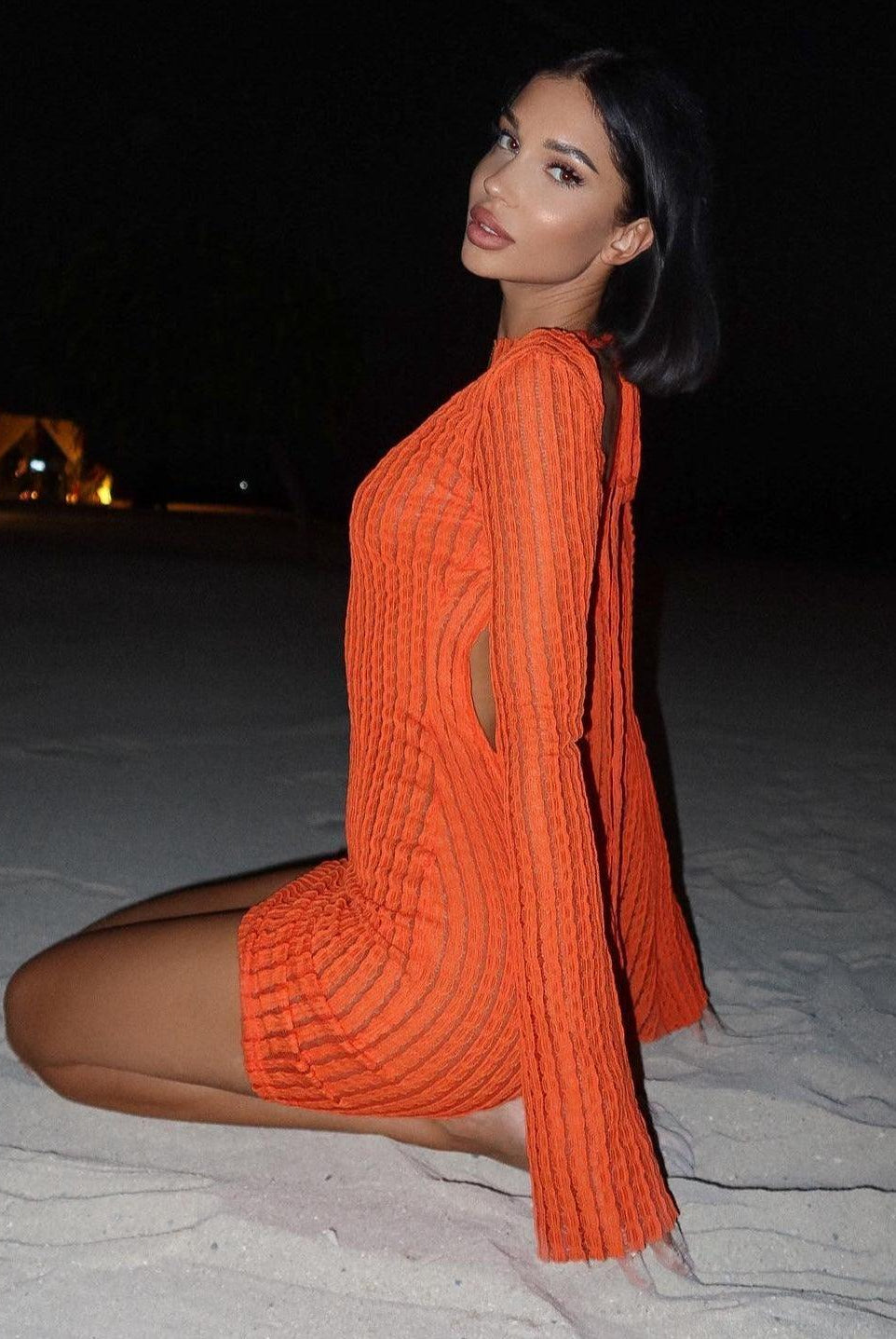 Tamara Knitted Mini Dress - Orange / S - Be My Shine
