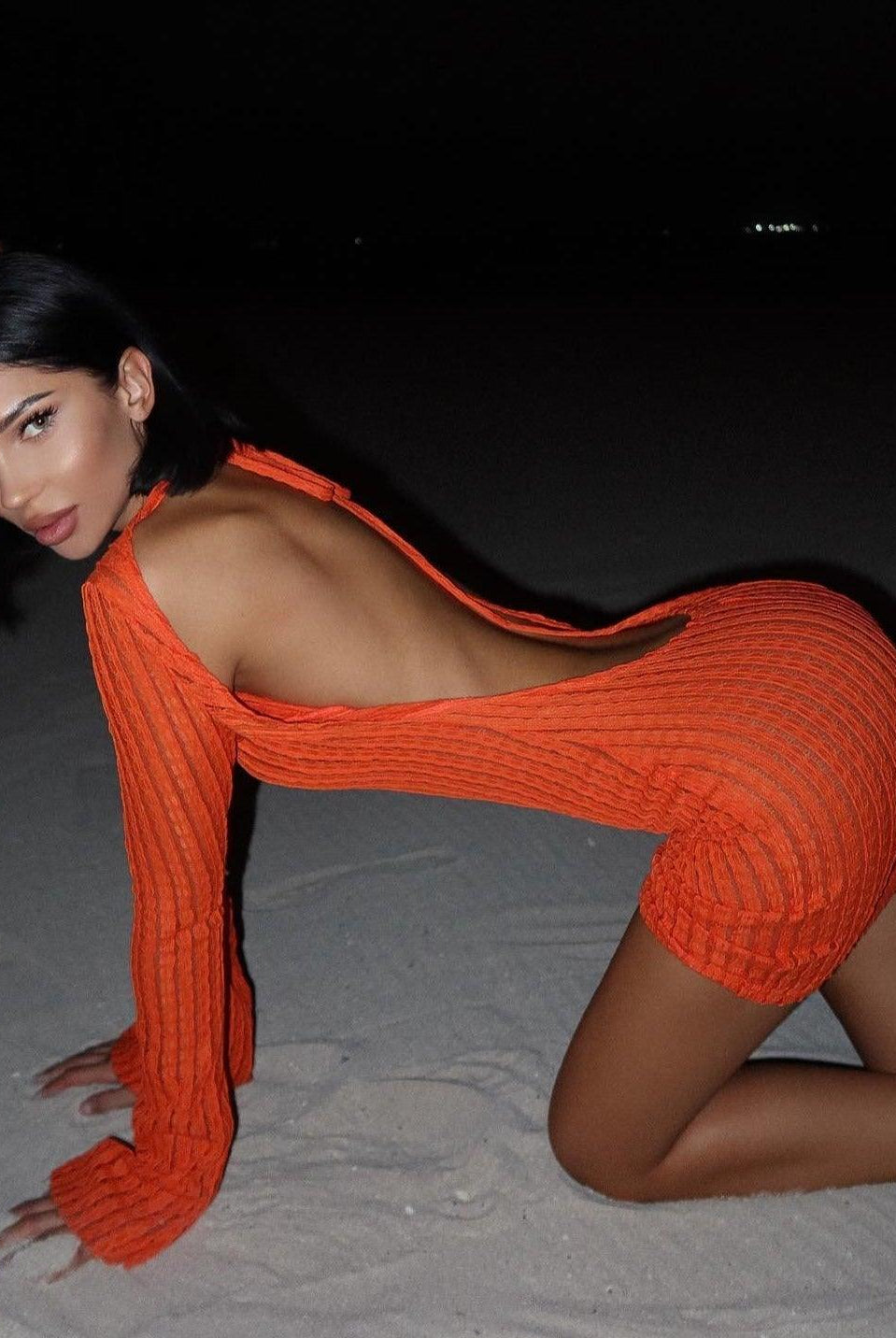 Tamara Knitted Mini Dress - Orange / S - Be My Shine