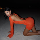 Tamara Knitted Mini Dress - Orange / S - Be My Shine