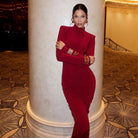 Thea Long Sleeve Ruched Maxi Dress - Red / S - Be My Shine