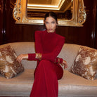 Thea Long Sleeve Ruched Maxi Dress - Red / S - Be My Shine