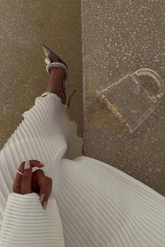 Zoe Pearl Strap Crystal Heels - Clear / 4 - Be My Shine