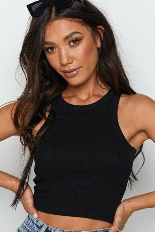 Zola Cotton Ribbed Crop Top - Black / S - Be My Shine