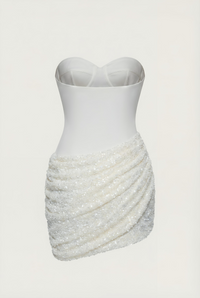 scarf white mini dress Women's White Woven Fringe Scarf Detail Mini Dress