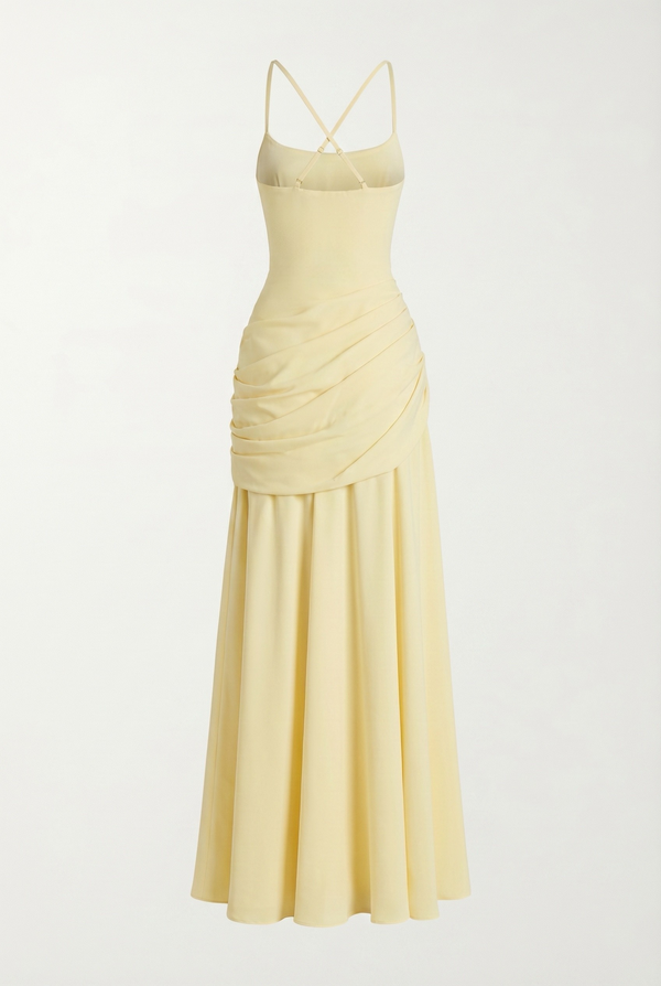 Carlina Draped Maxi Dress – Yellow