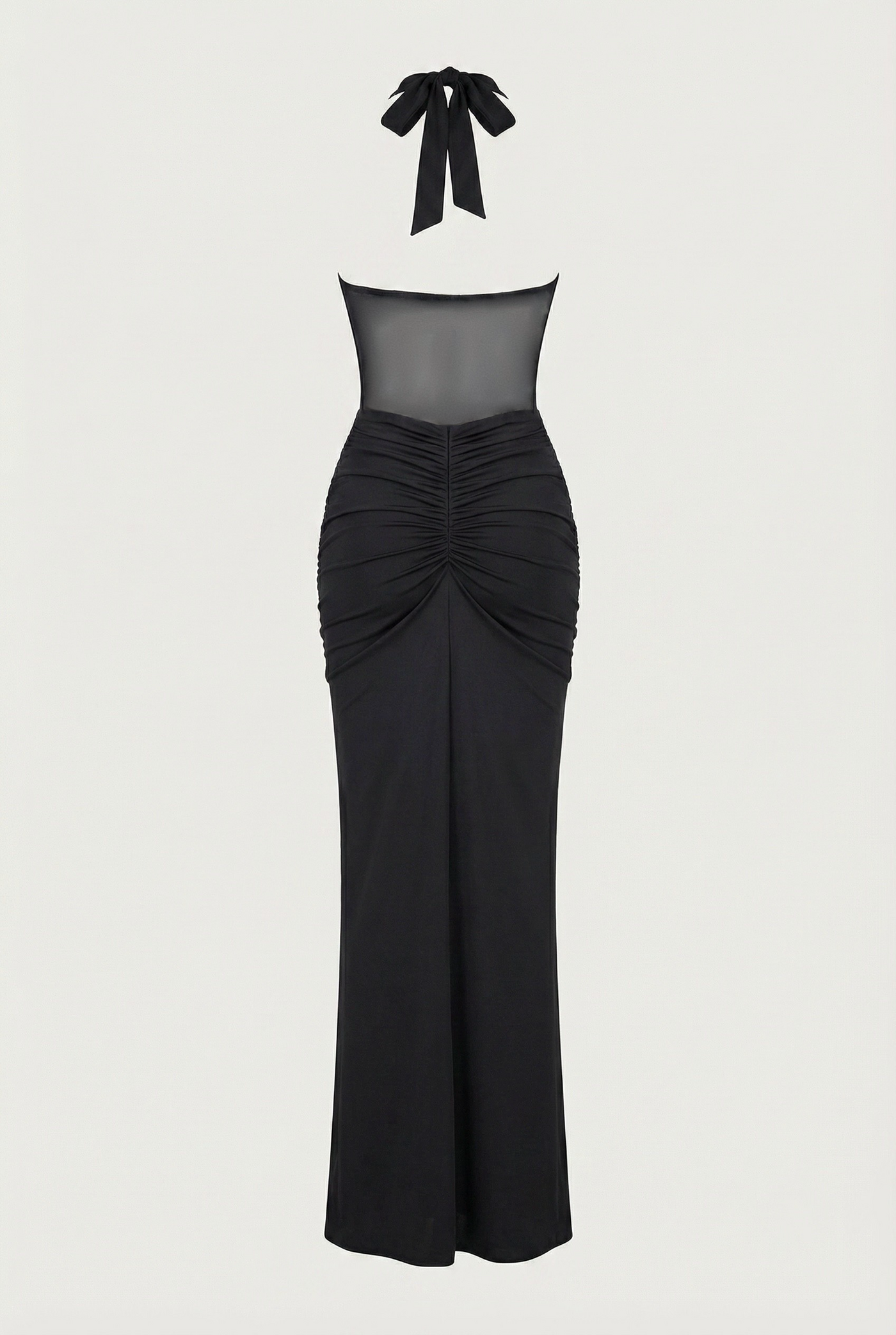 Angela Sheer Corset Halter Maxi Dress - Black