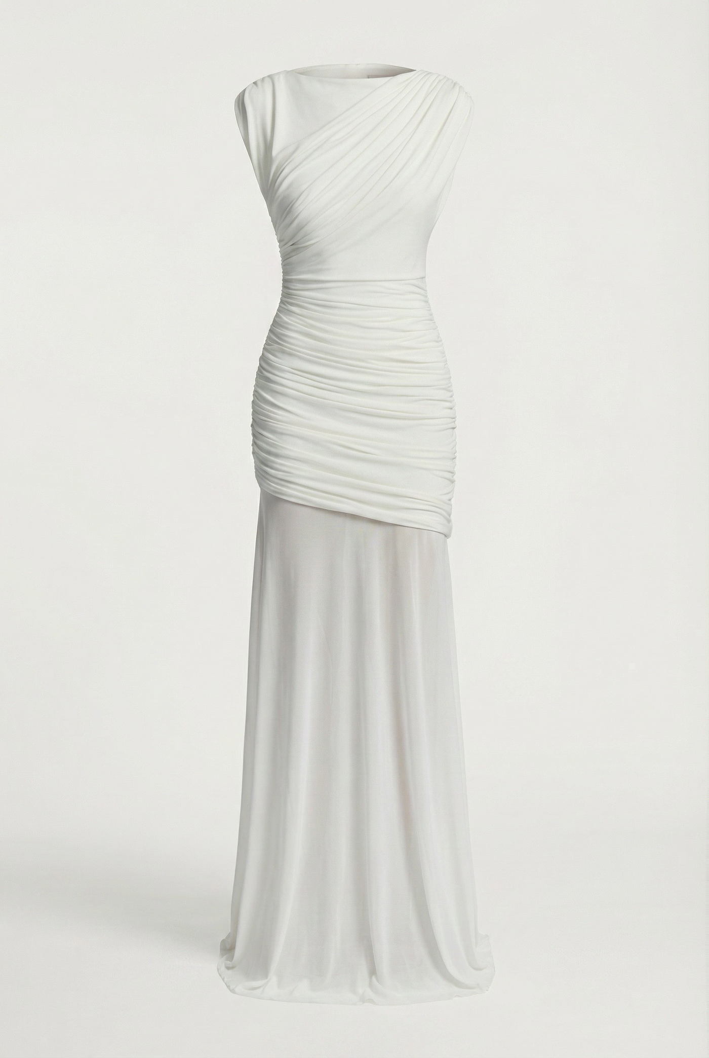 Amaya Sculpted Drape Maxi Dress - White
