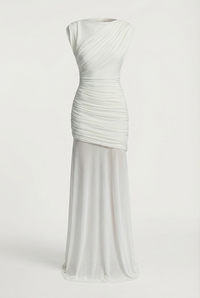 Amaya Sculpted Drape Maxi Dress - White