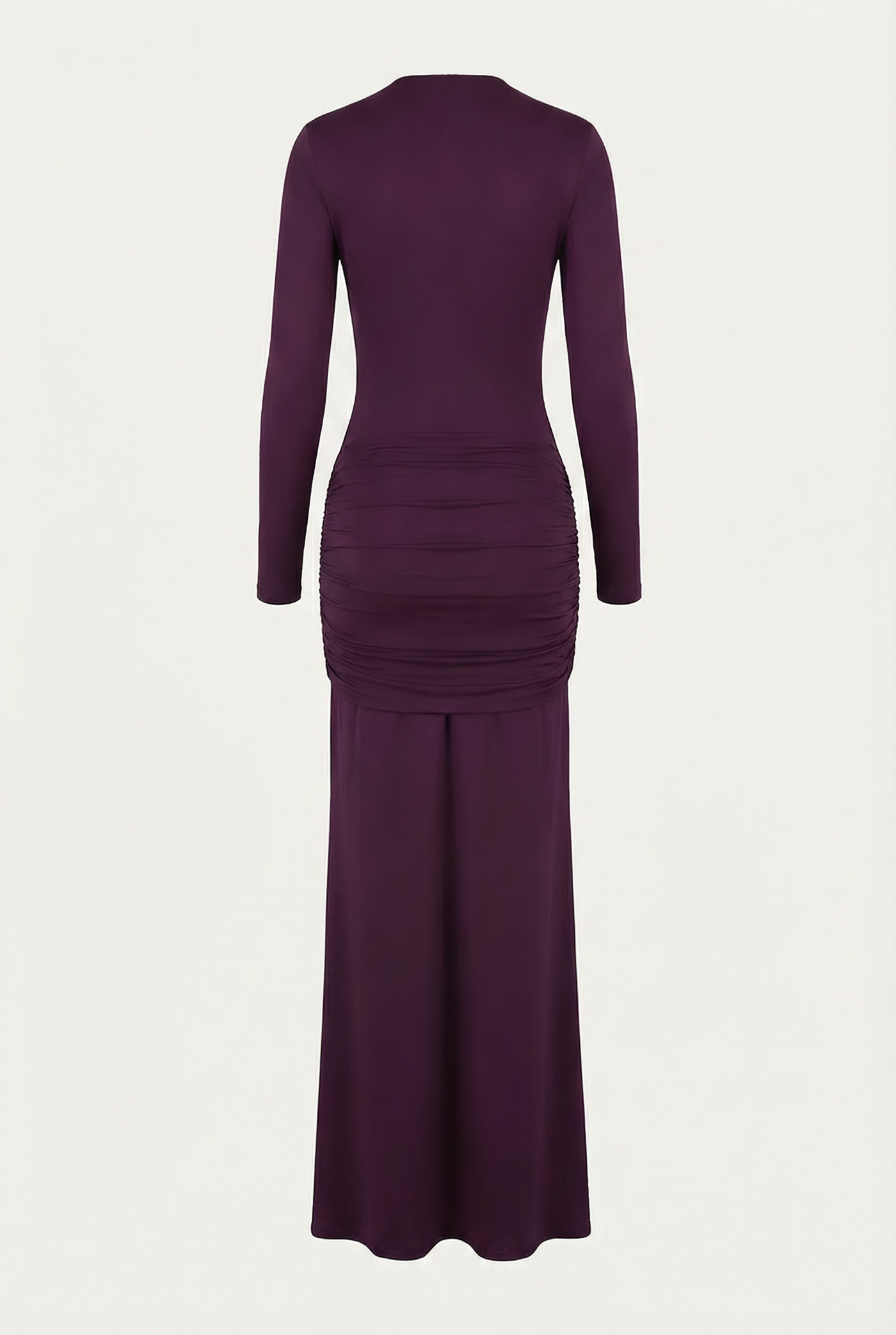 Elma Long Sleeve Cut-Out Draped Maxi Dress – Plum