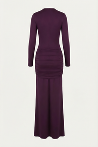 Elma Long Sleeve Cut-Out Draped Maxi Dress – Plum