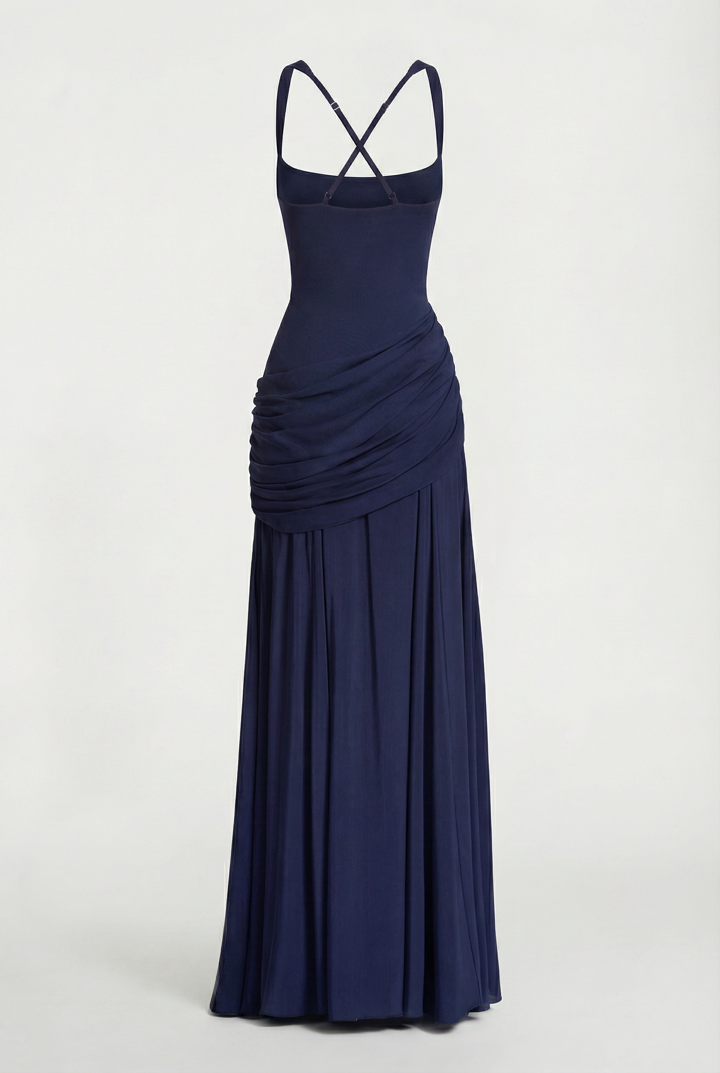 Carlina Draped Maxi Dress – Navy Blue