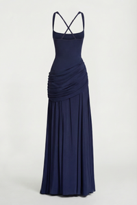Carlina Draped Maxi Dress – Navy Blue