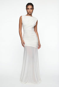 Amaya Sculpted Drape Maxi Dress - White