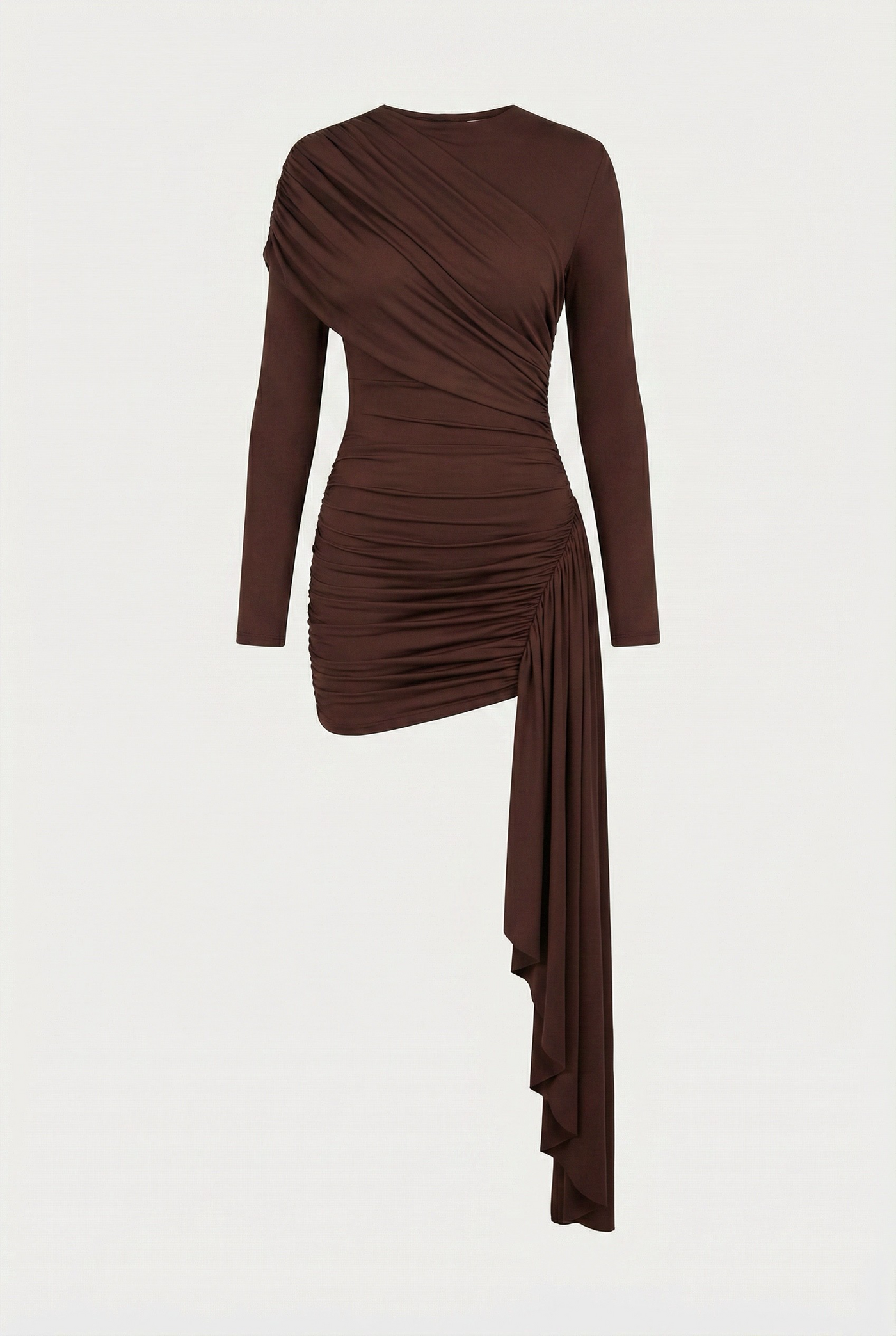 Alice Draped Sculpt Mini Dress - Brown