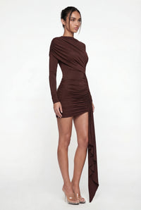 Alice Draped Sculpt Mini Dress - Brown