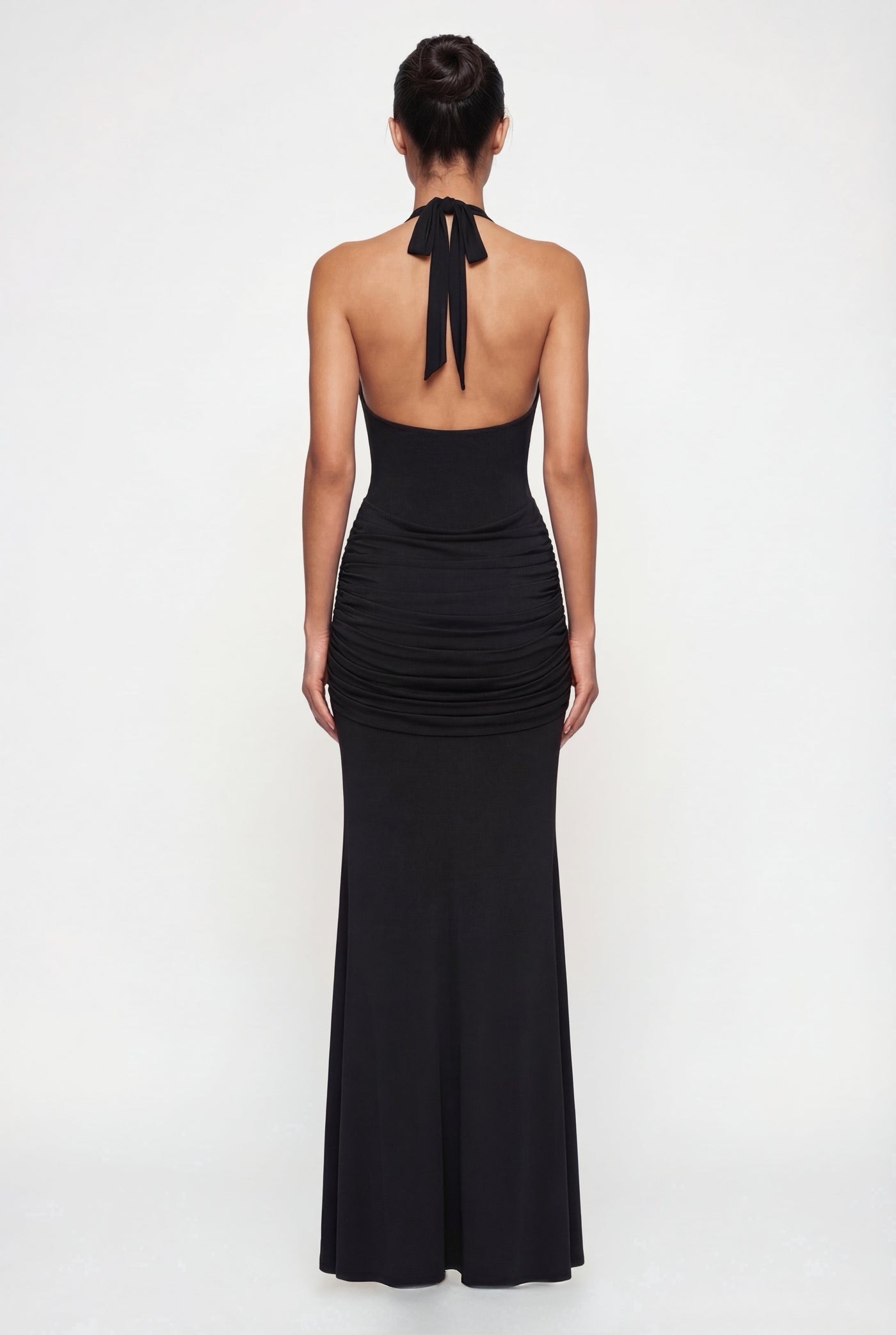 Amandine Halter Sculpt Maxi Dress - Black