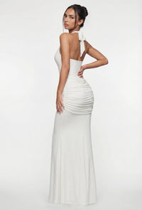 Amandine Halter Sculpt Maxi Dress - White